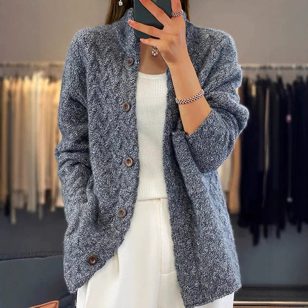 Forever 21 Women's Solid Cable Knit Jacquard Cardigan Sweater Fall Winter Korean